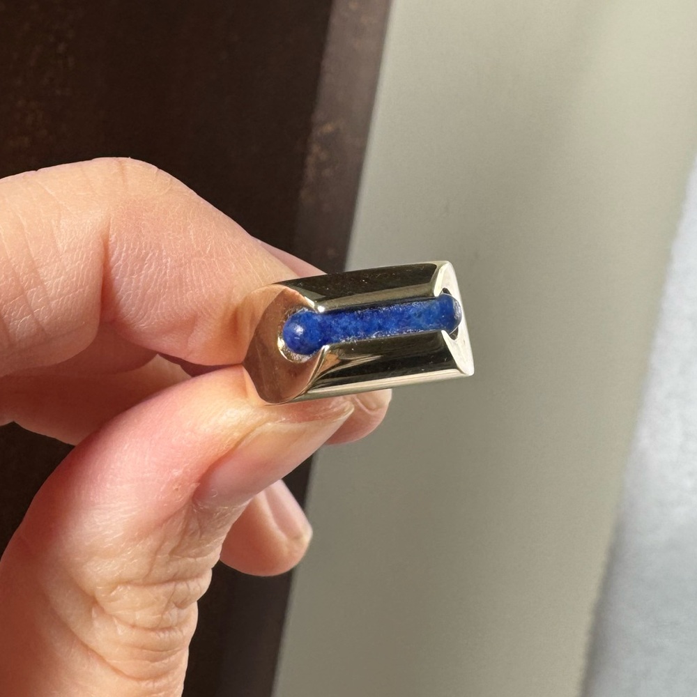 14K Gold and Lapis Pinky Ring - Picture 3 of 8